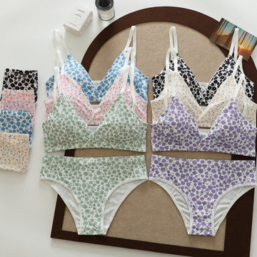 (Pack of 6) Women's Striped Bra & Panty Lingerie Set for Girl's Combo | L-63