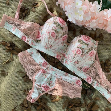 Printing Ladies Bra Set Lingerie Push Up 2 Piece Bikini Set Letter Bra Underwear Women