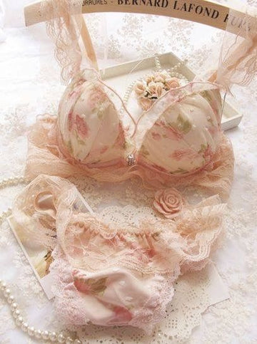 Women Lace Lingerie Set Comfortable No-Underwire