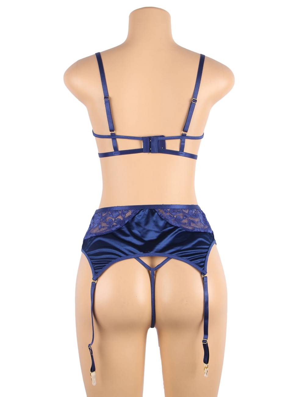 Delicate lace Stitching Exquisite metal buckle Bra and Garter Panty Set 2 Colours