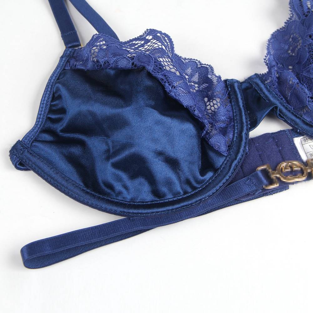 Delicate lace Stitching Exquisite metal buckle Bra and Garter Panty Set 2 Colours