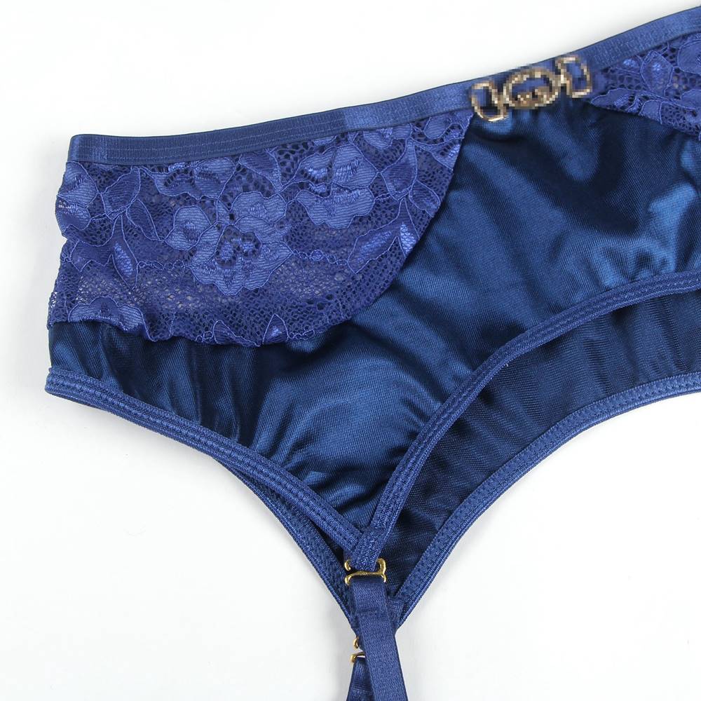 Delicate lace Stitching Exquisite metal buckle Bra and Garter Panty Set 2 Colours