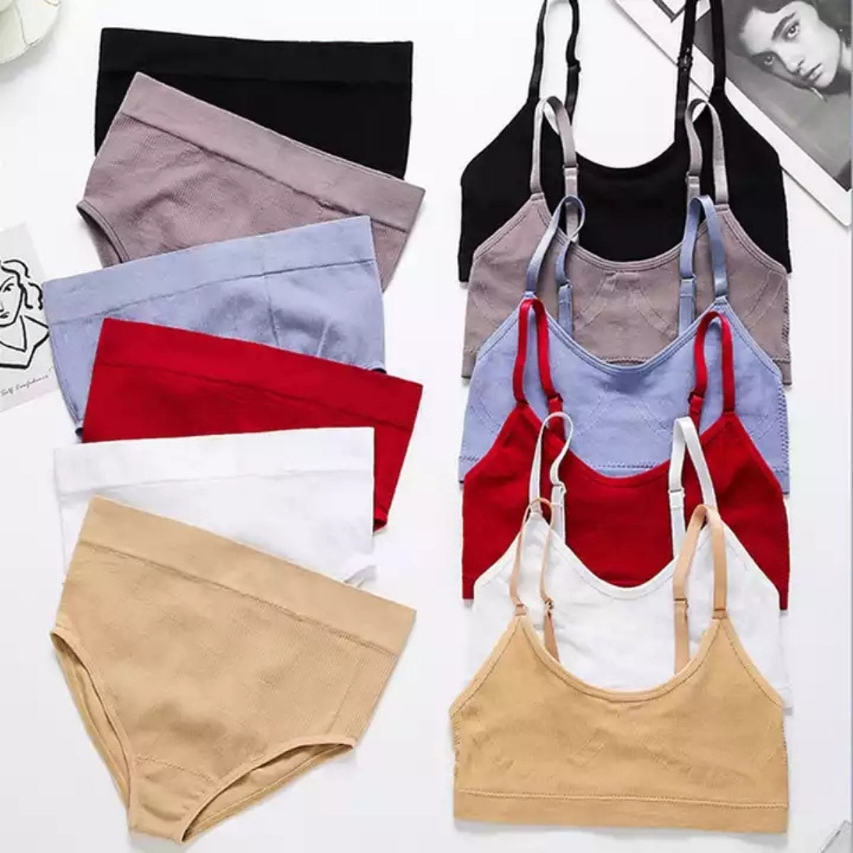 (Pack of 6) Women's  Bra Panty Lingerie Set for Girl's Combo| L-34