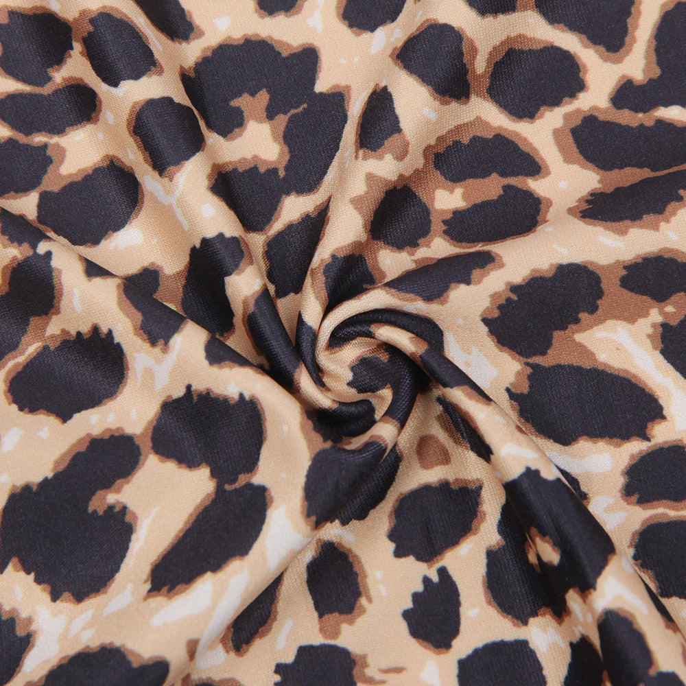 Leopard Print Lace Floral Back Closure with Hook and Eye Sexy Babydoll