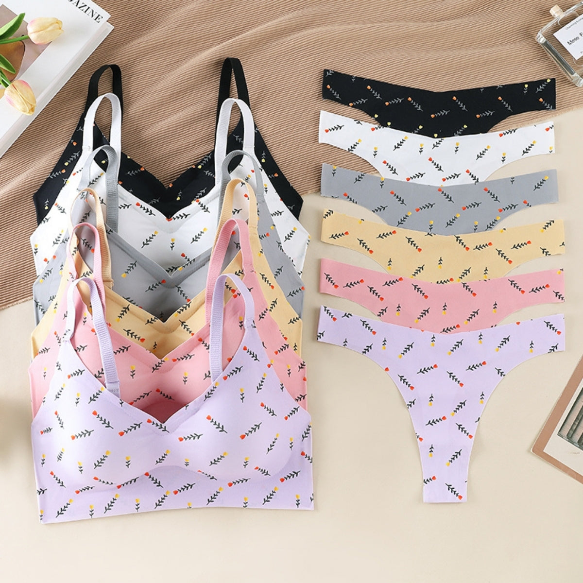 (Pack of 6) Women's Bra Panty Lingerie Set for Girl's Combo  | L-36