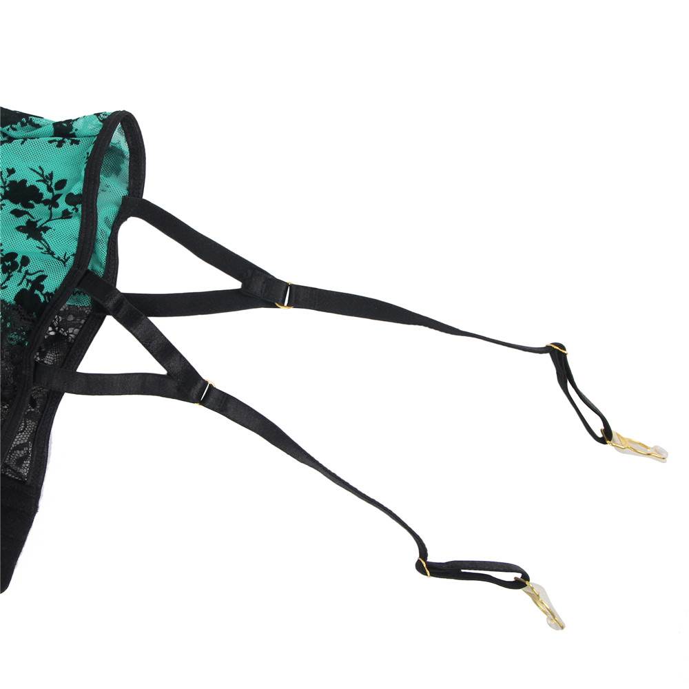 Lace Garter Lingerie with Underwire Plus size Green