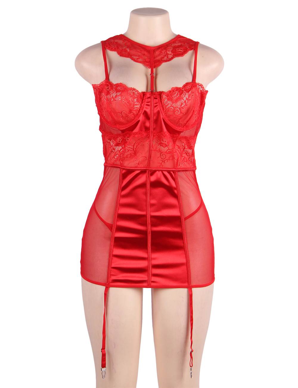 Deluxe Satin Lace Stitching Plus Size