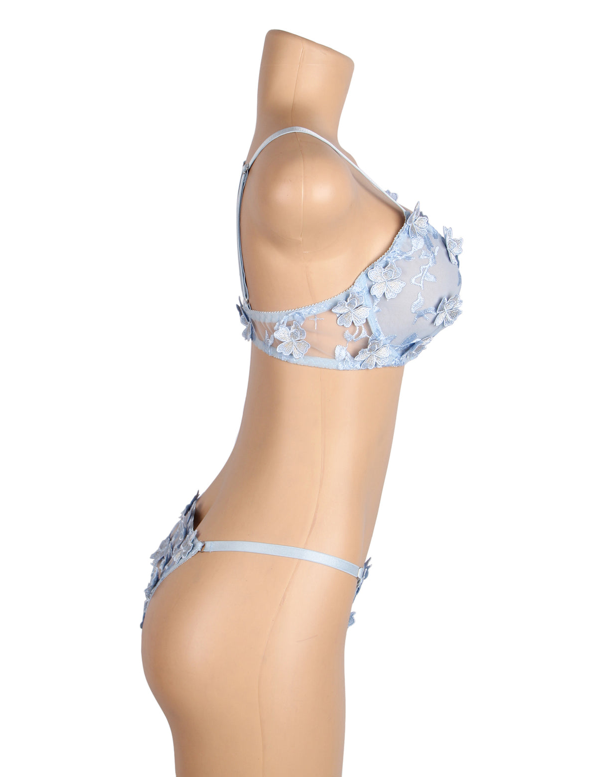 Sexy Floral Mesh Embroidery Lace Bra Set AA