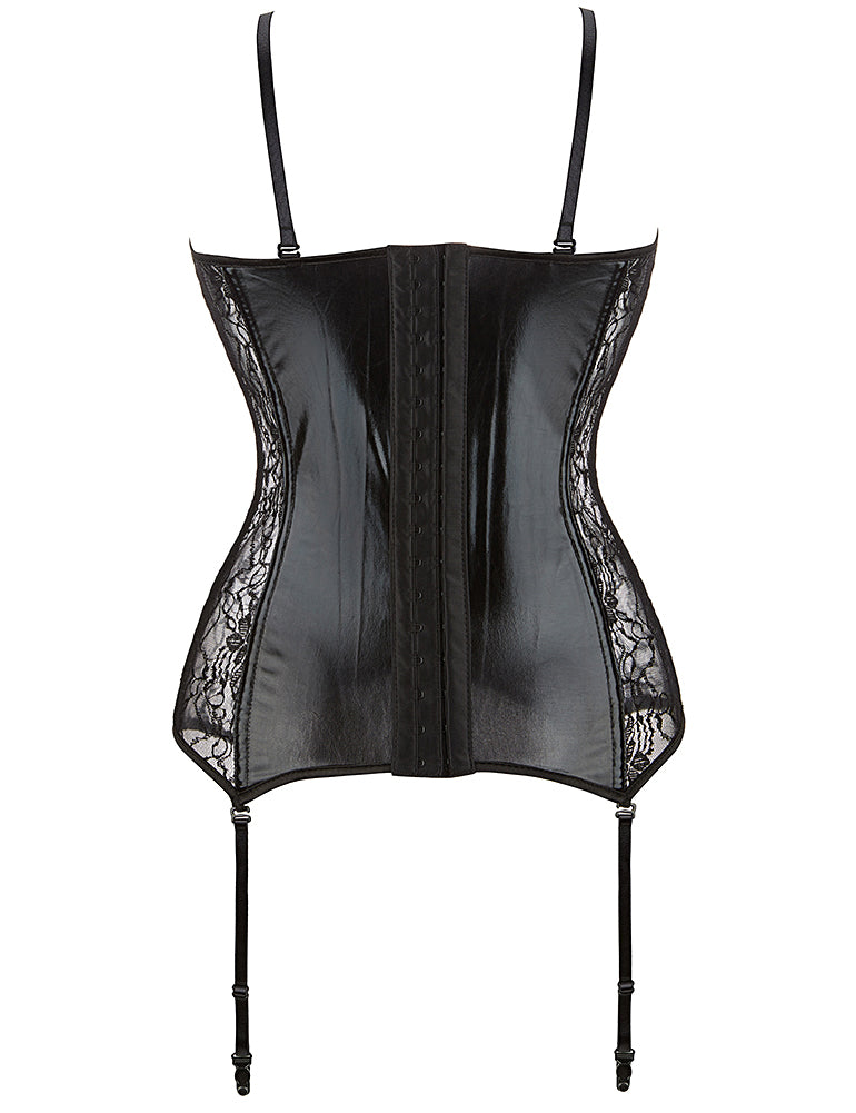 Plastic Bones Black Cute Lace Leather Stitching Sexy Corset