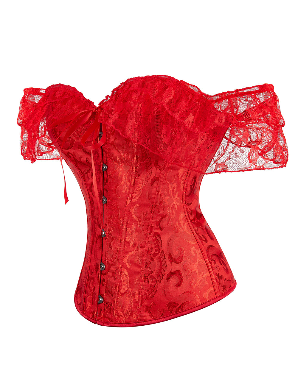 Off Shoulder Lace Corset - RED