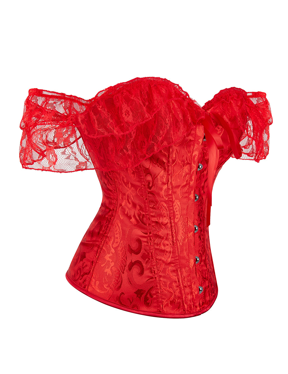 Off Shoulder Lace Corset - RED