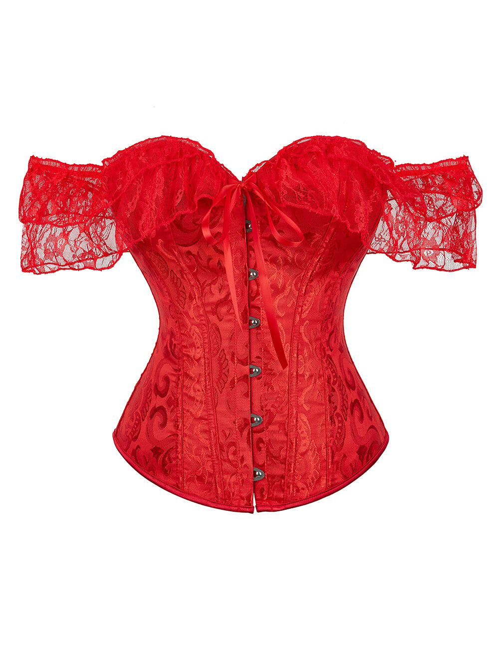 Off Shoulder Lace Corset - RED