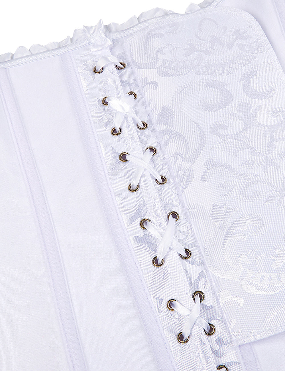 Embroidered Zippered Palace Style Corset - White