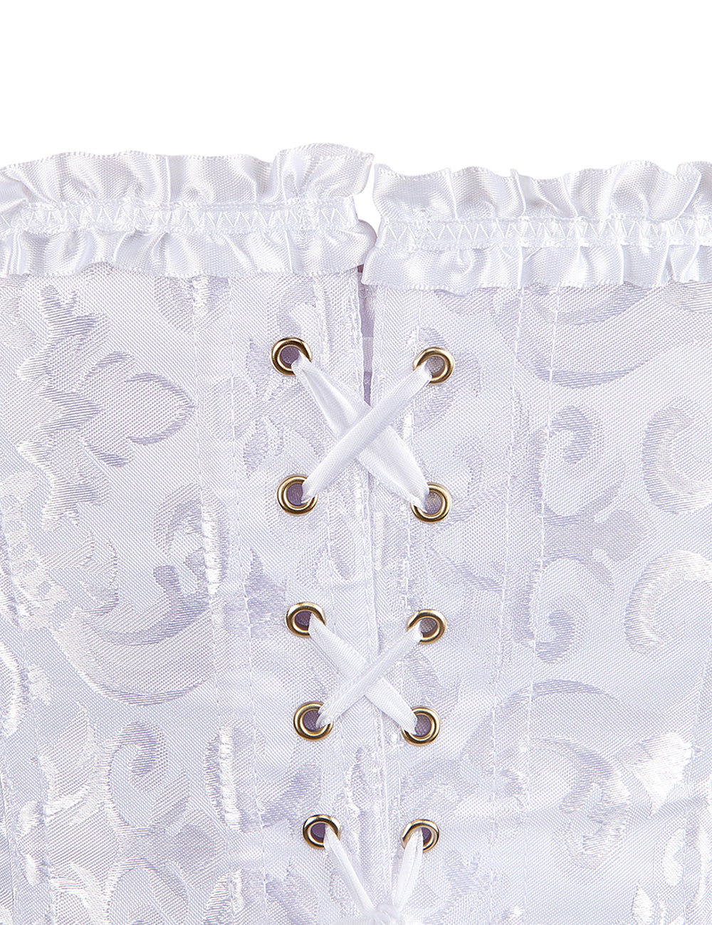 Embroidered Zippered Palace Style Corset - White