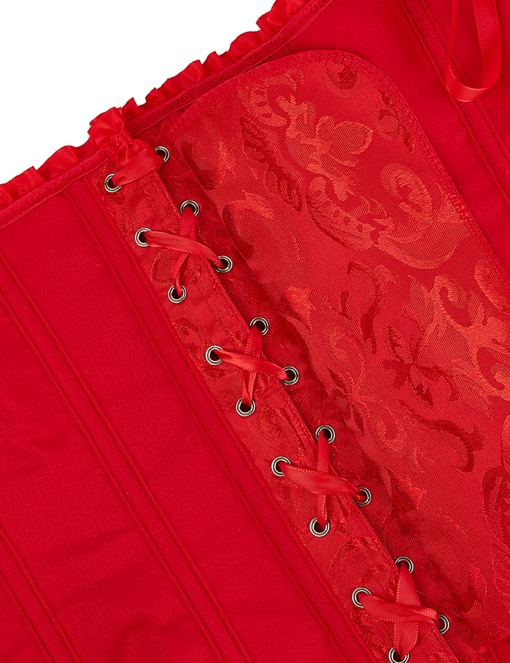Embroidered Zippered Palace Style Corset - Red