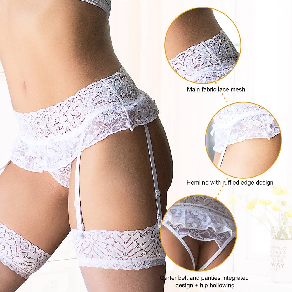 Sexy Lace Garter Panty #8 White