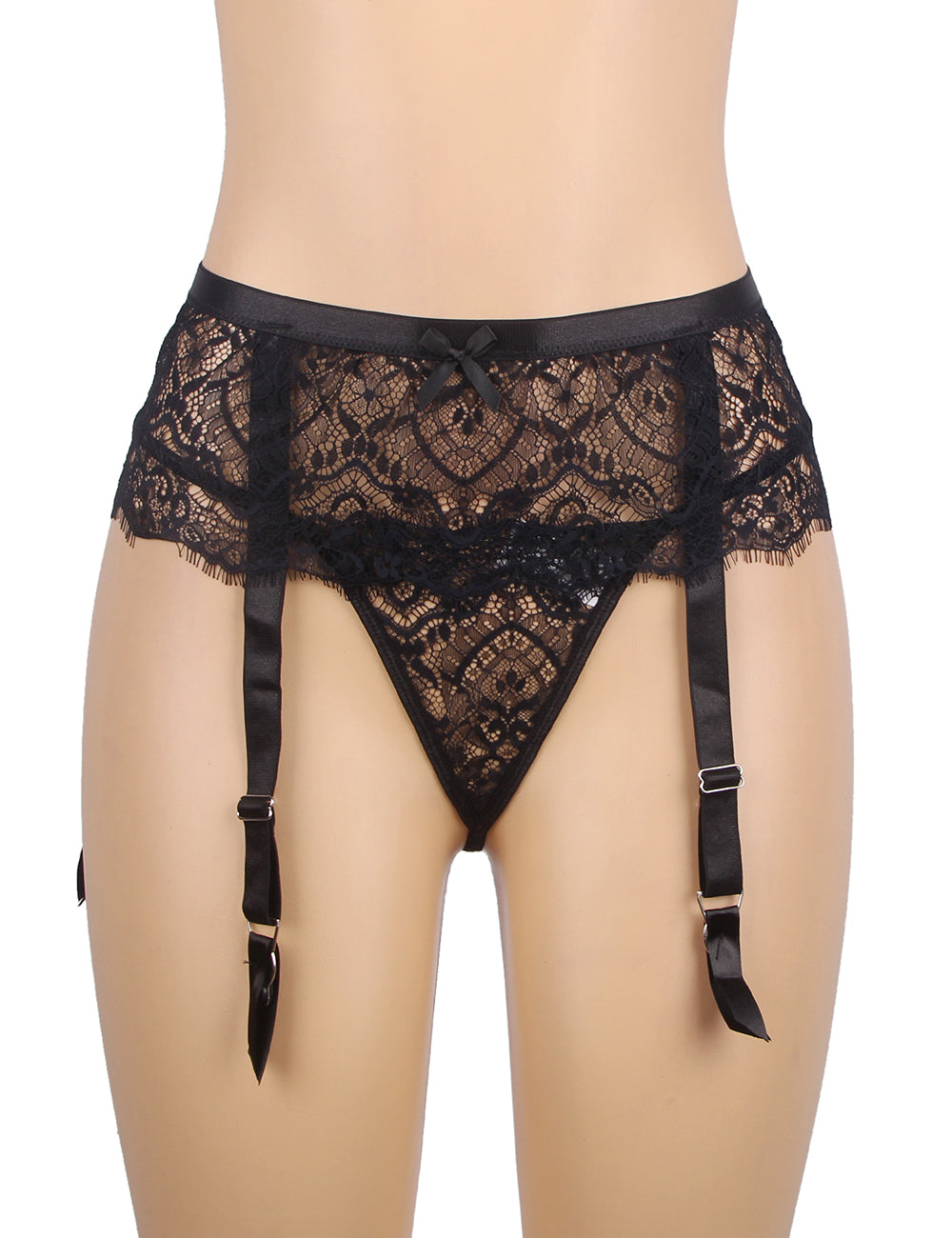 High Waist Metal Button Garter Belt Panty A