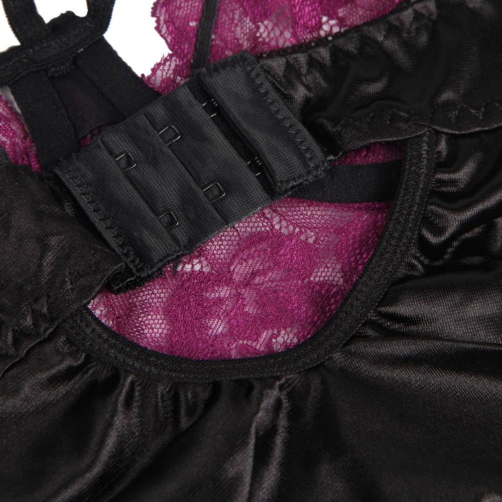 Sexy Purple Lace Bustier Lingerie Set with Bra Rim