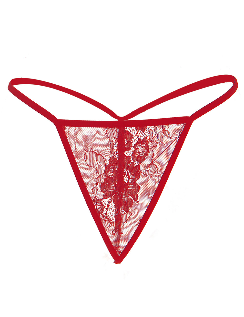 Sexy Long Sleeve Eyelash Lace Short Sleepwear with Thong Red
