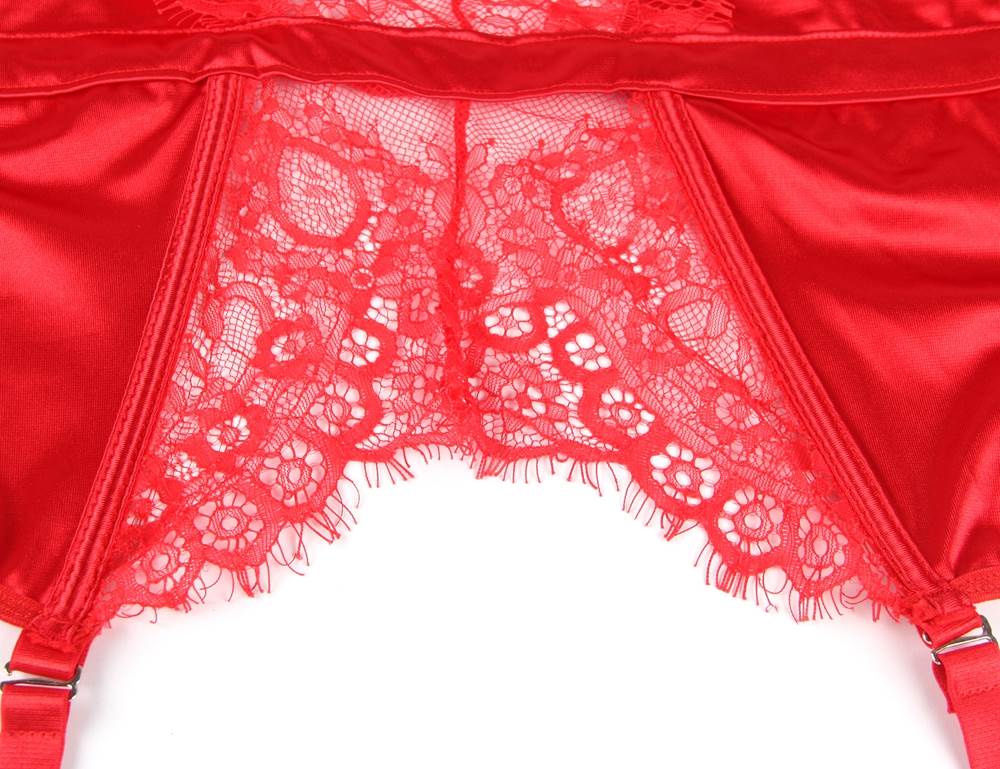 Elegant Eyelash Lace Garter Lingerie with Underwire