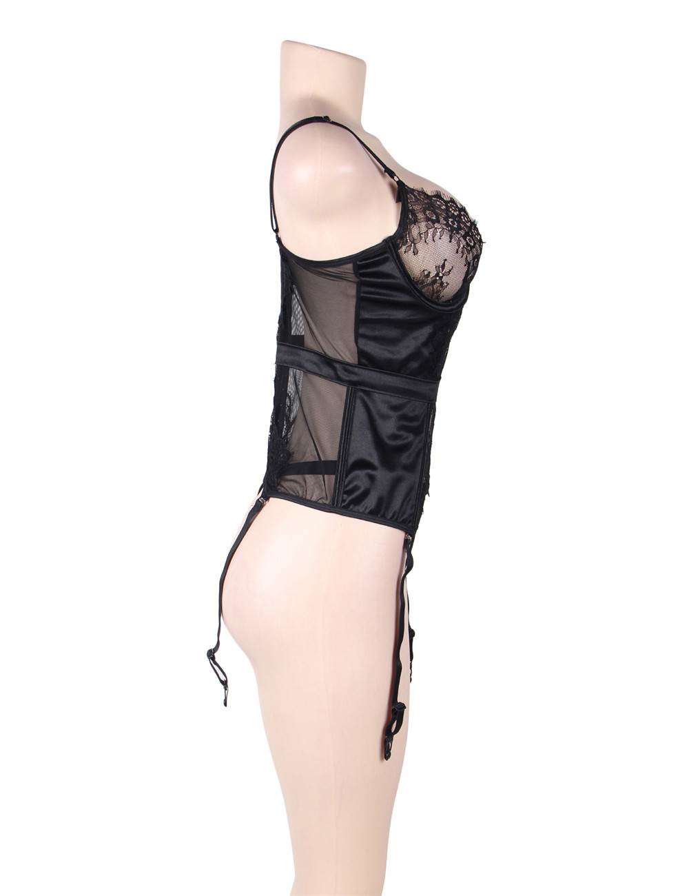 Elegant Eyelash Lace Garter Lingerie with Underwire