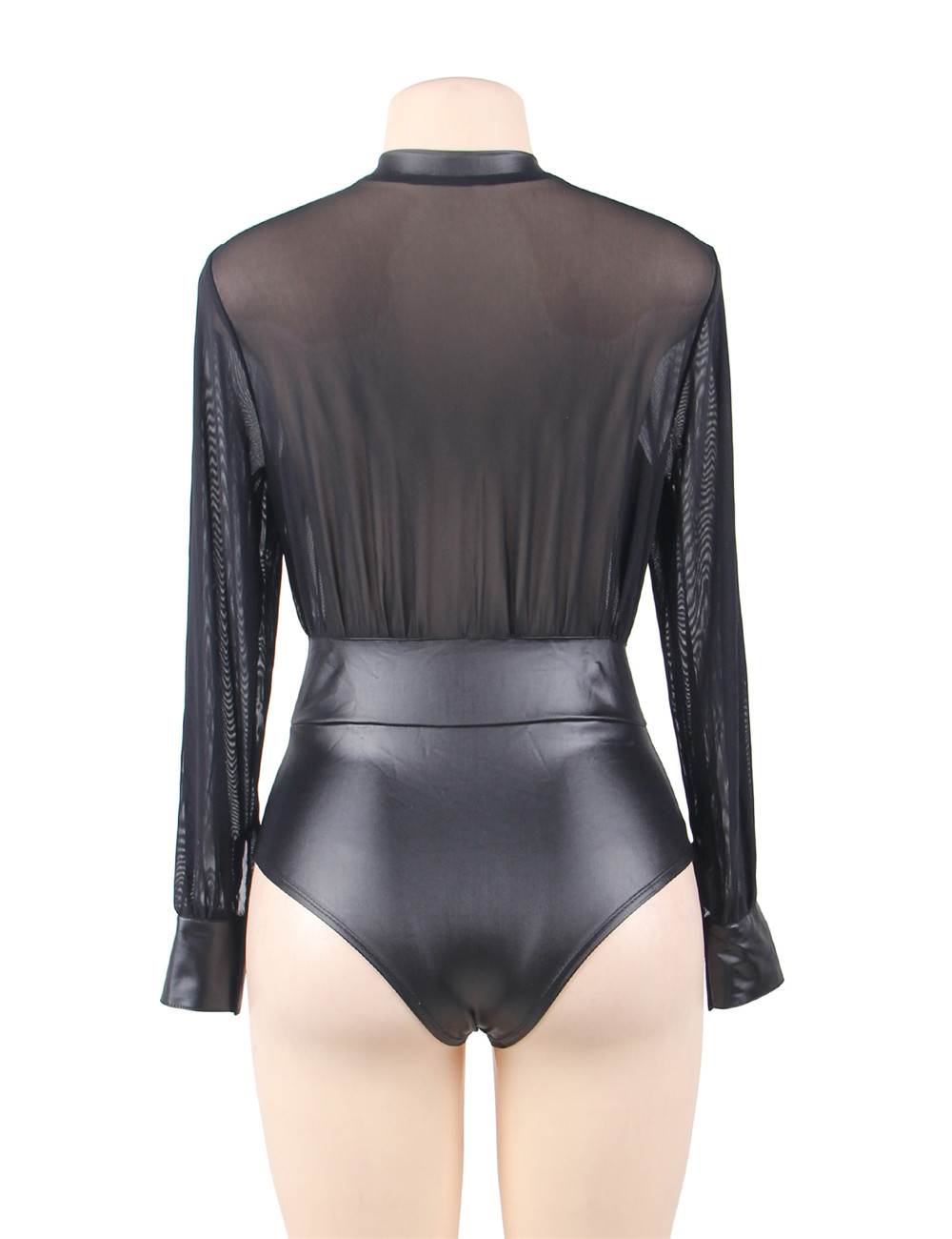 V Neck Zipper Leather Teddy Plus Size