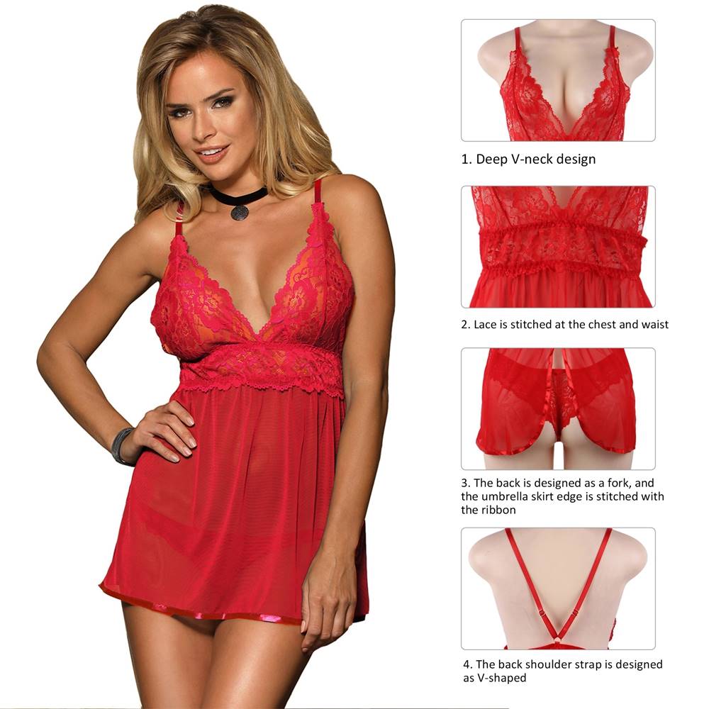 Elegant Backless Fly Away Babydoll - Red