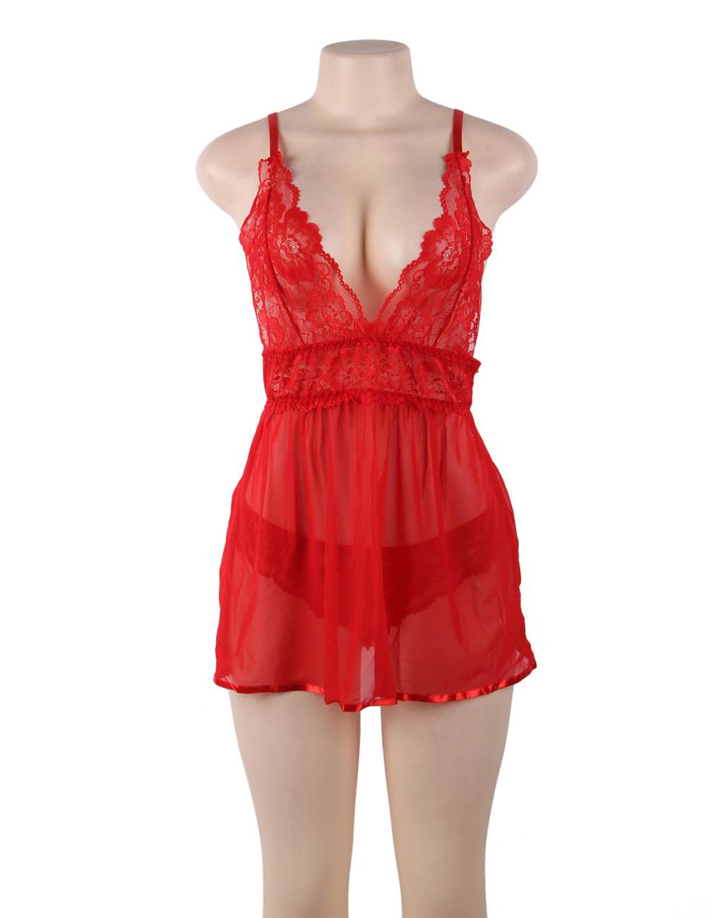 Elegant Backless Fly Away Babydoll - Red