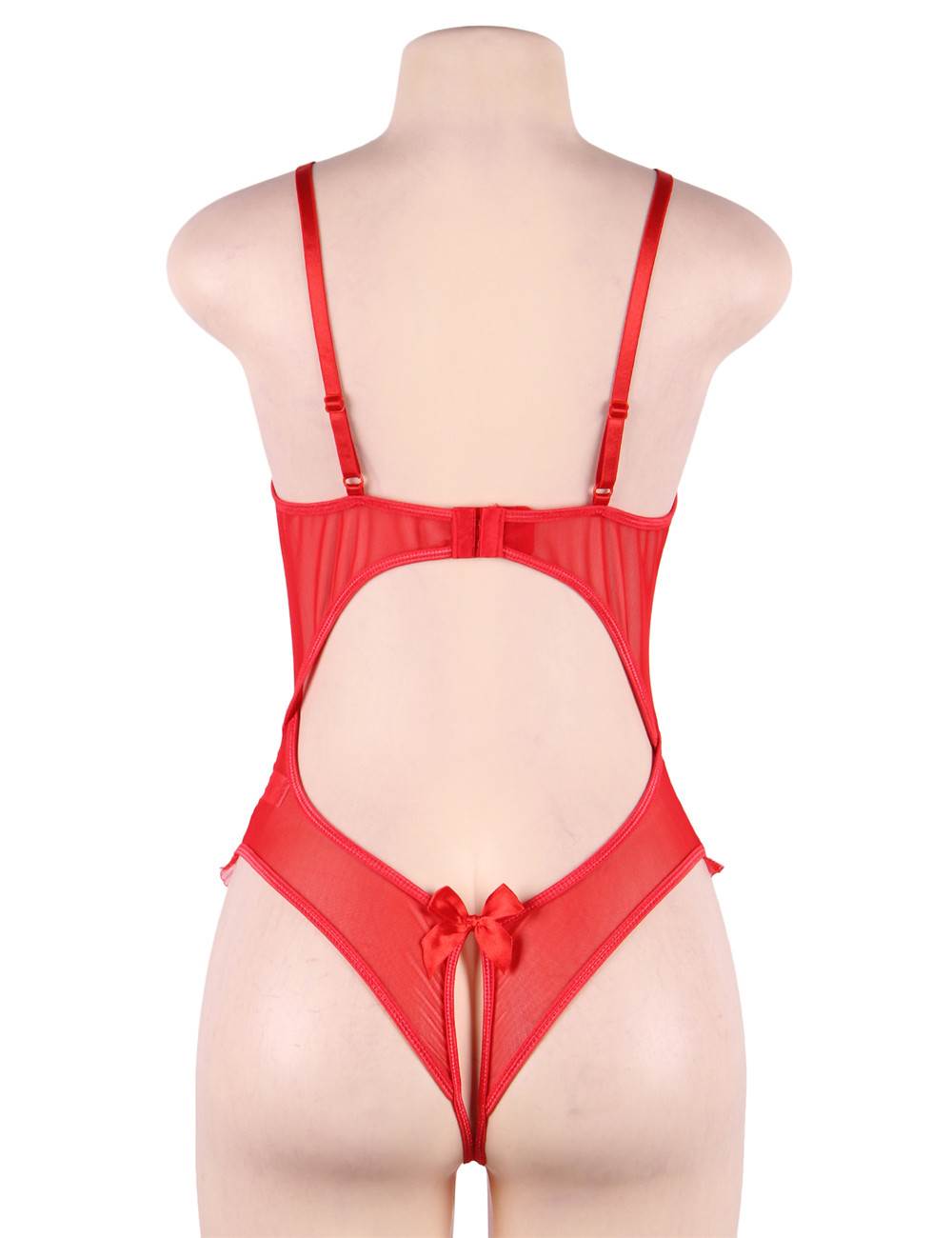 Open Cup Crotchless One-piece Teddy & Plus Size Red