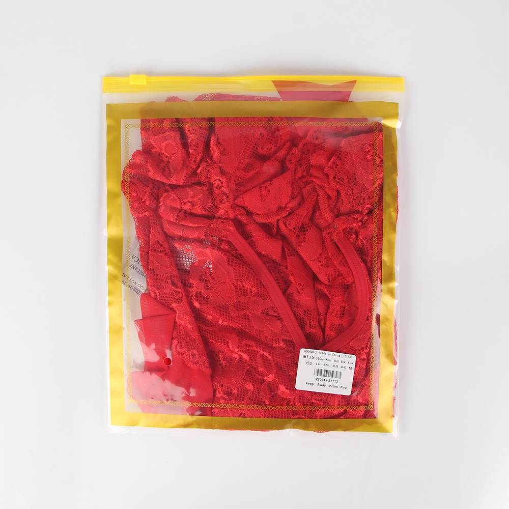 Sexy Red Halter V Neckline Ruffle Teddy with a belt - Red Plus