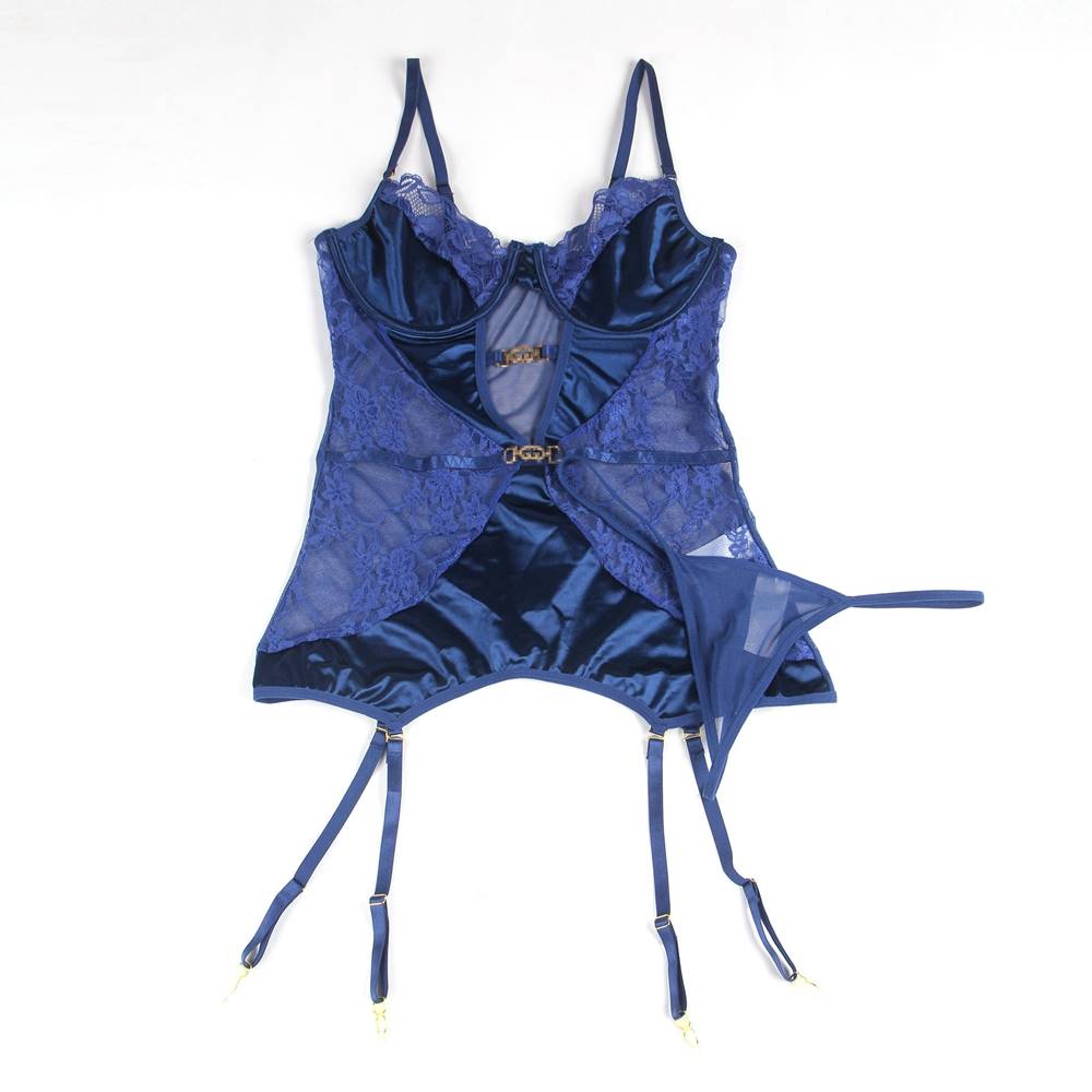 Delicate lace Stitching Gartered Lingerie