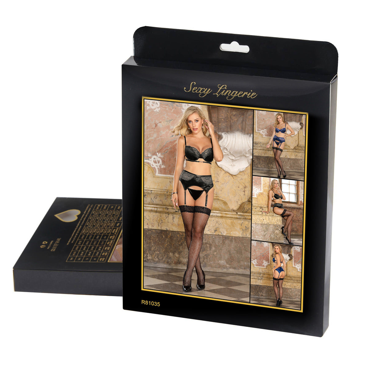 Delicate lace Stitching Exquisite metal buckle Bra and Garter Panty Set 2 Colours