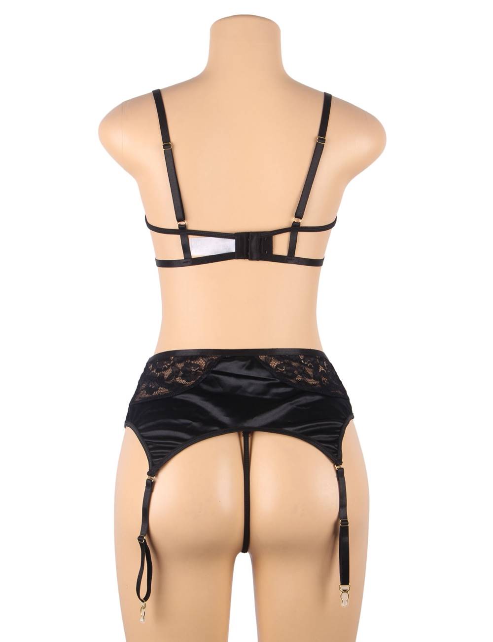 Delicate lace Stitching Bra and Garter Panty Set 2 Colours Plus size