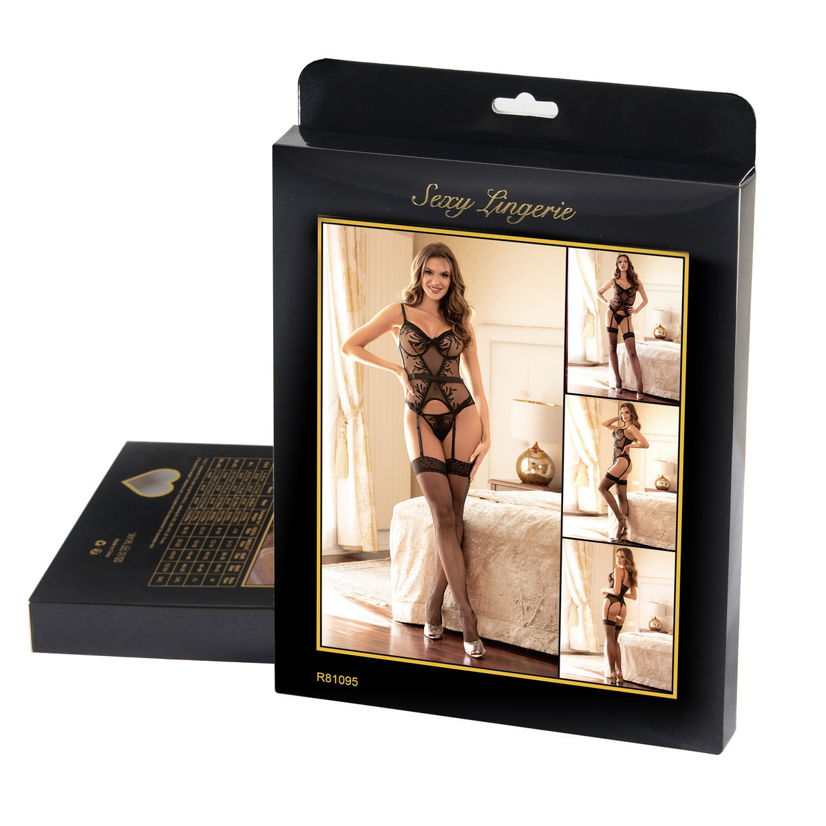 Elegant Garter Lingerie with Long Row of Back Buckles