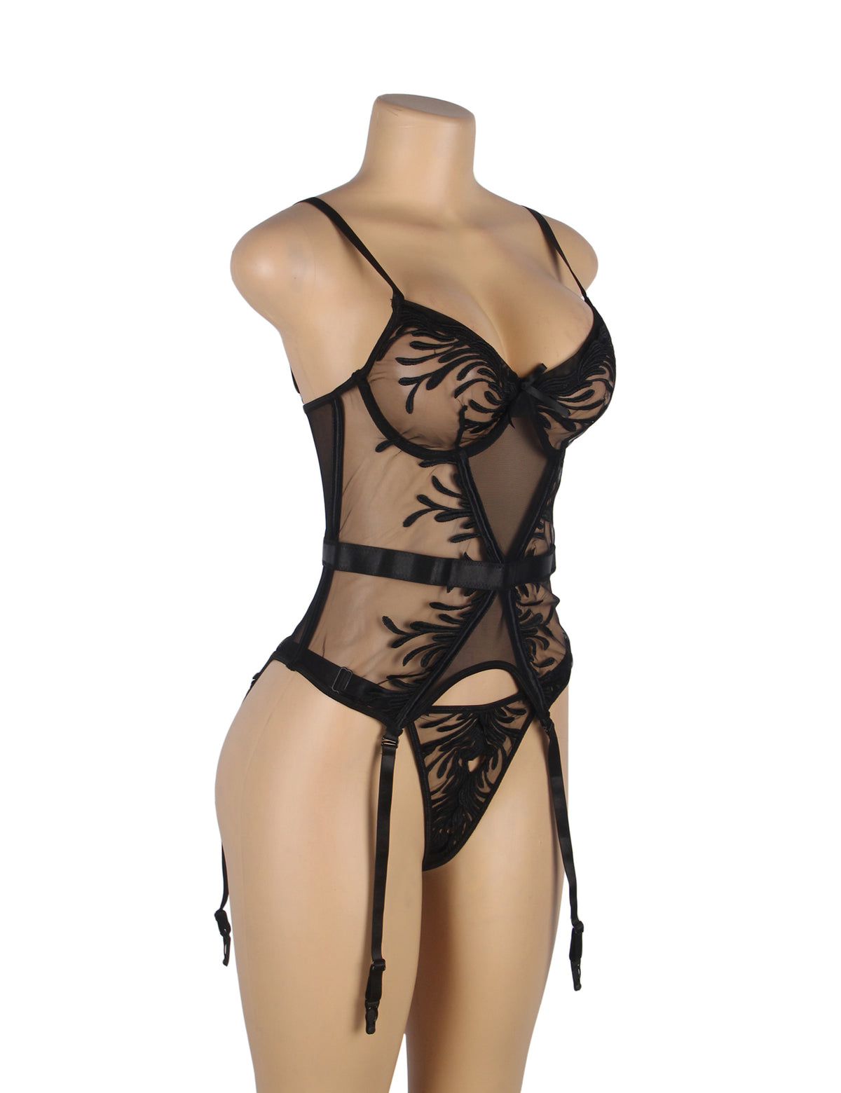 Elegant Garter Lingerie with Long Row of Back Buckles