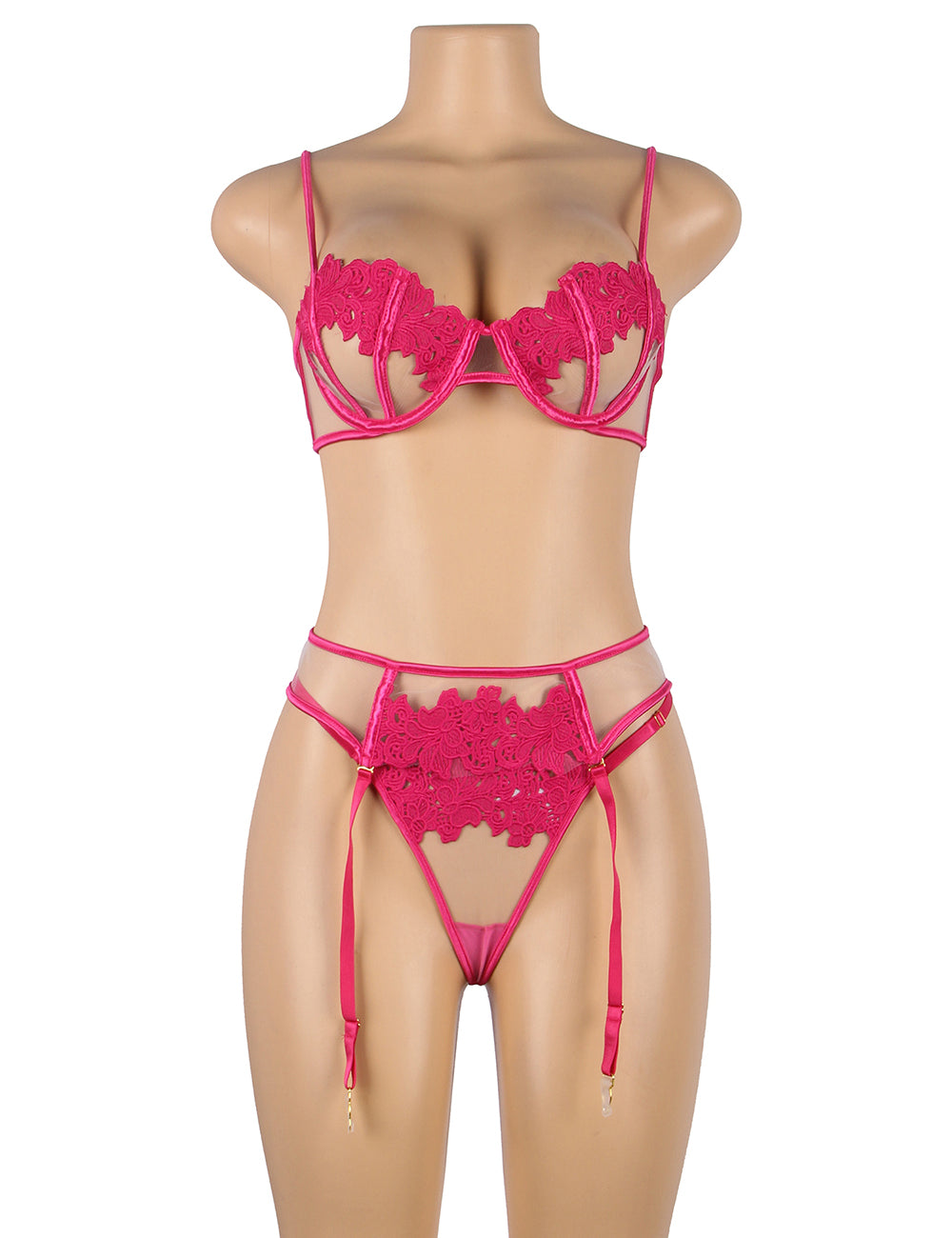 Lace Underwire Garter Lingerie Set 3