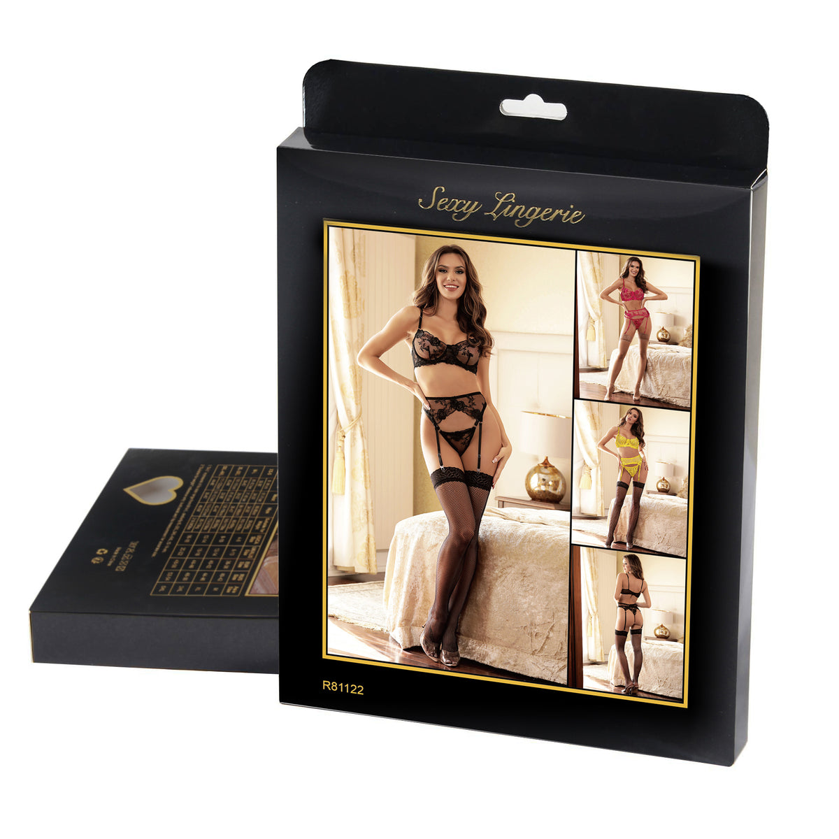 Floral Embroidery Underwire Garter Lingerie Set 4