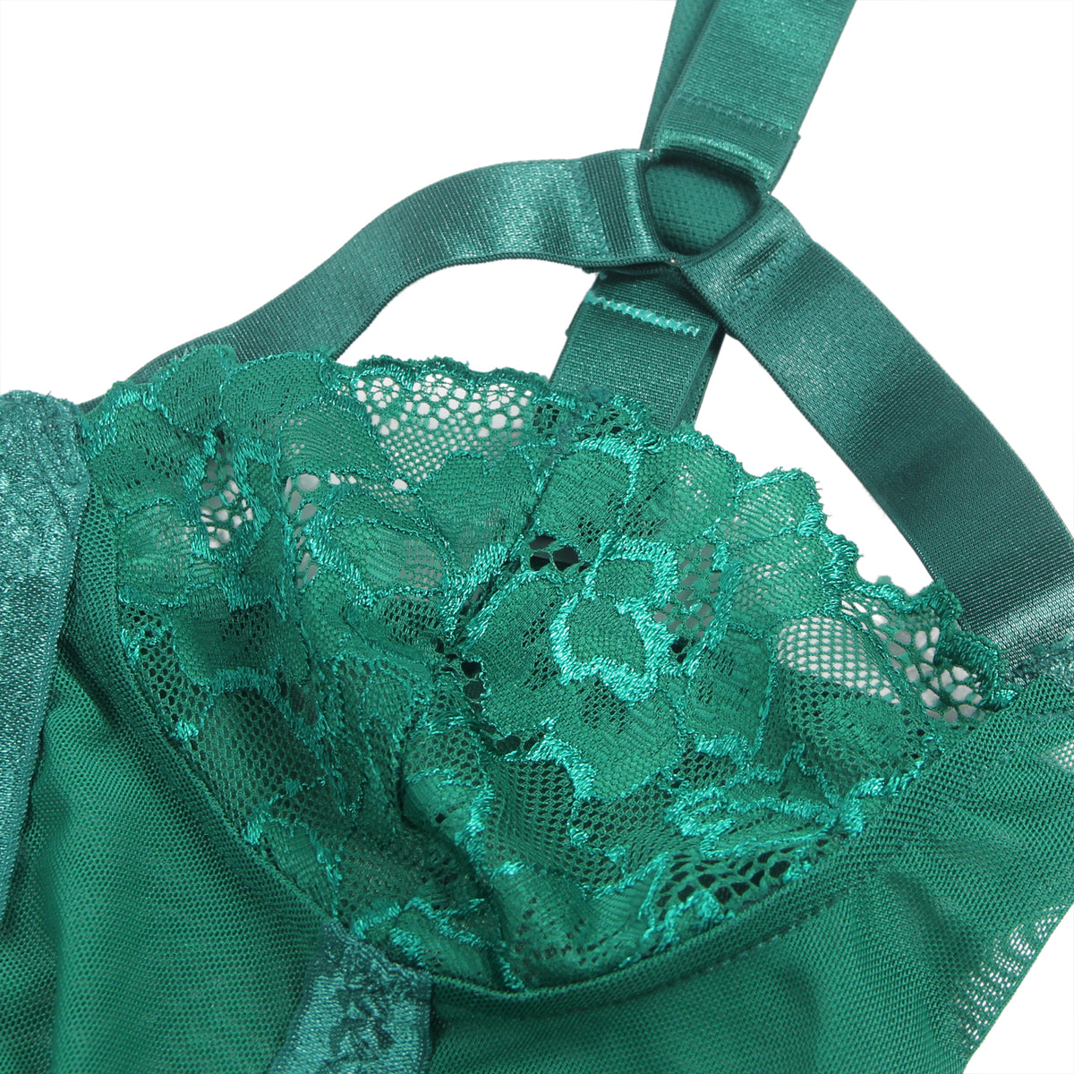 Sexy Slim Lace Garter Leg Ring Teddy Green