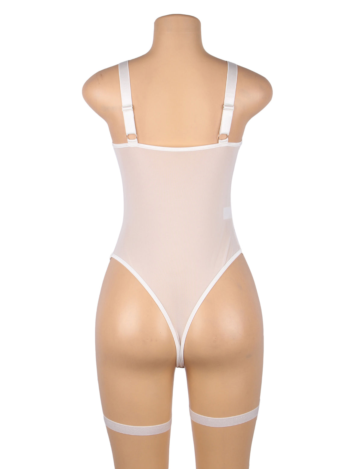 Sexy Slim Lace Garter Leg Ring Teddy White