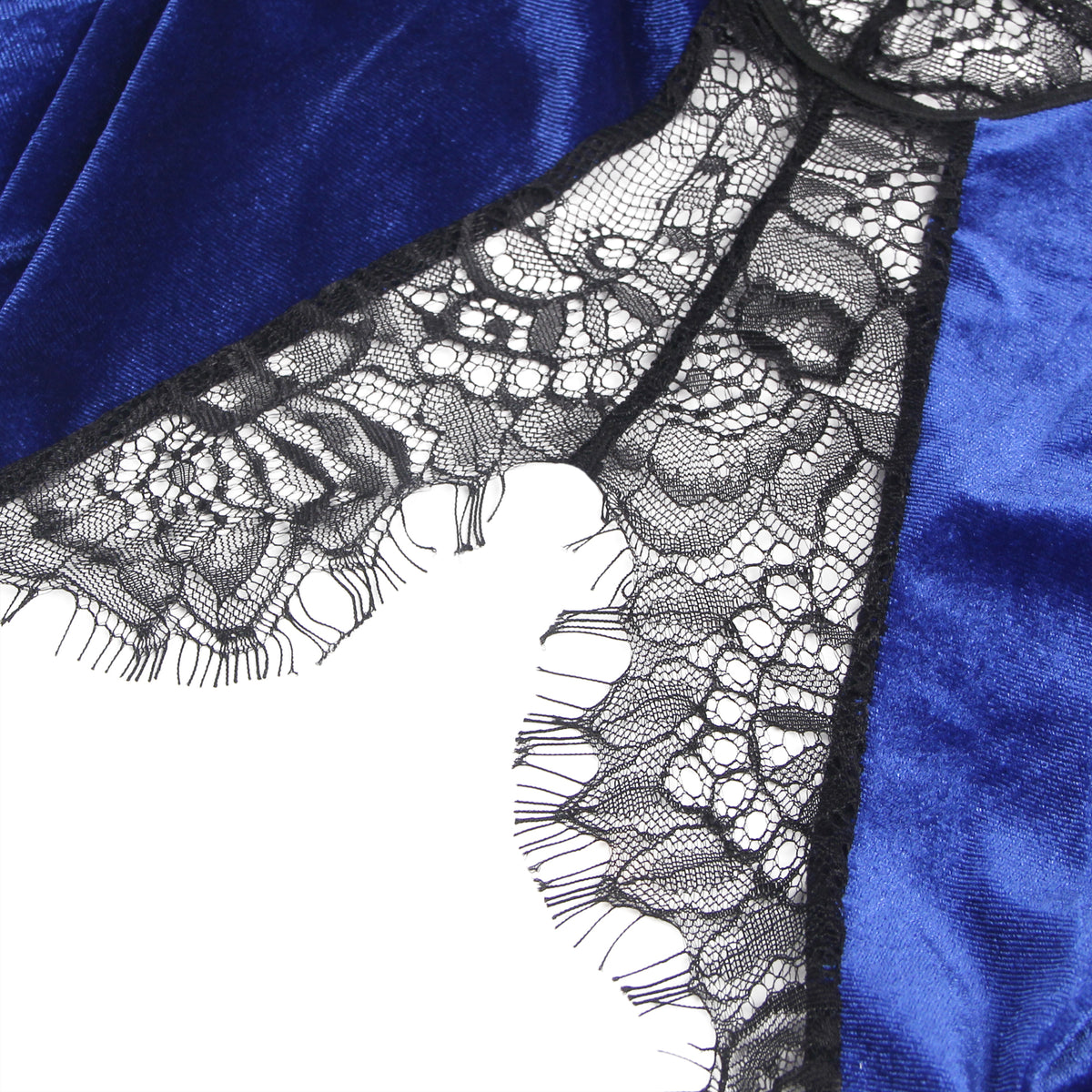 Blue Velvet Stitching Lace Sexy Garter Lingerie Plus Size