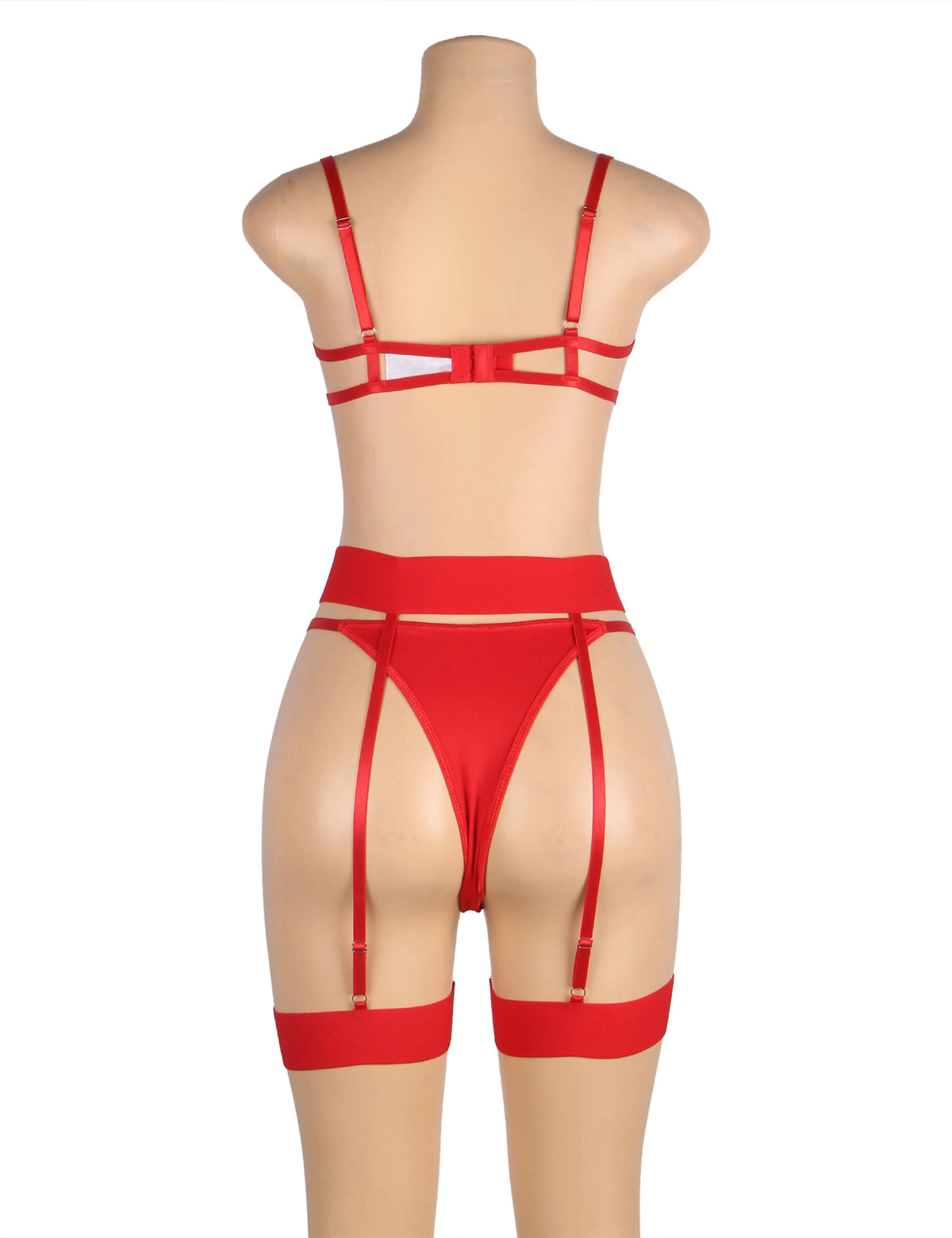 Red Underwire Mesh Flower Patterns Bra Set Plus size