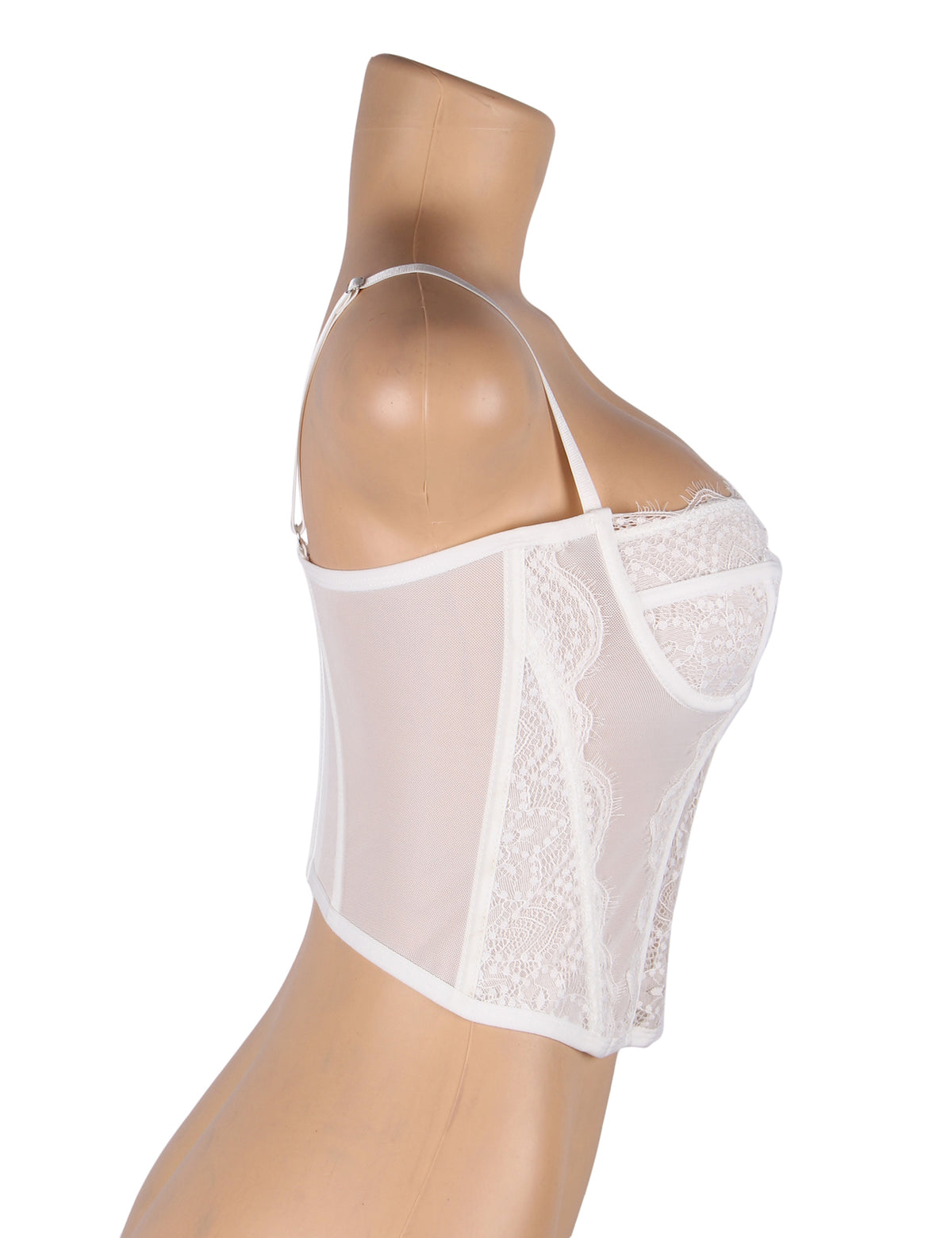 White Sexy Lace Suspender Corset Bra Top