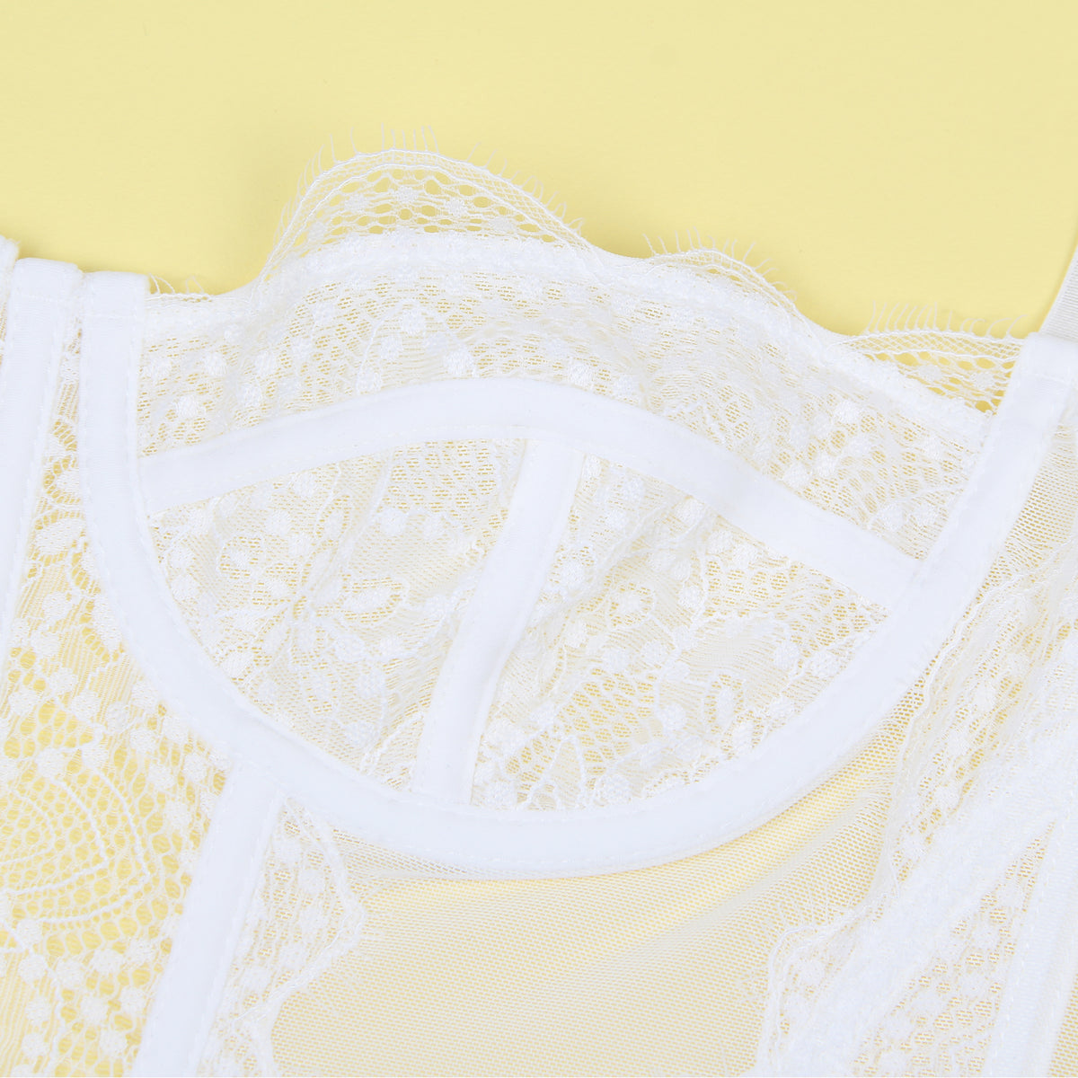 White Sexy Lace Suspender Corset Bra Top