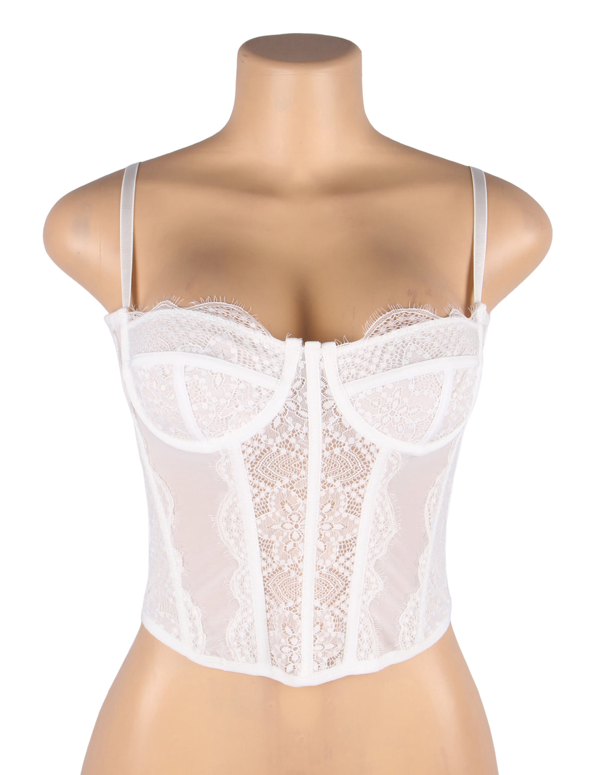 White Sexy Lace Suspender Corset Bra Top