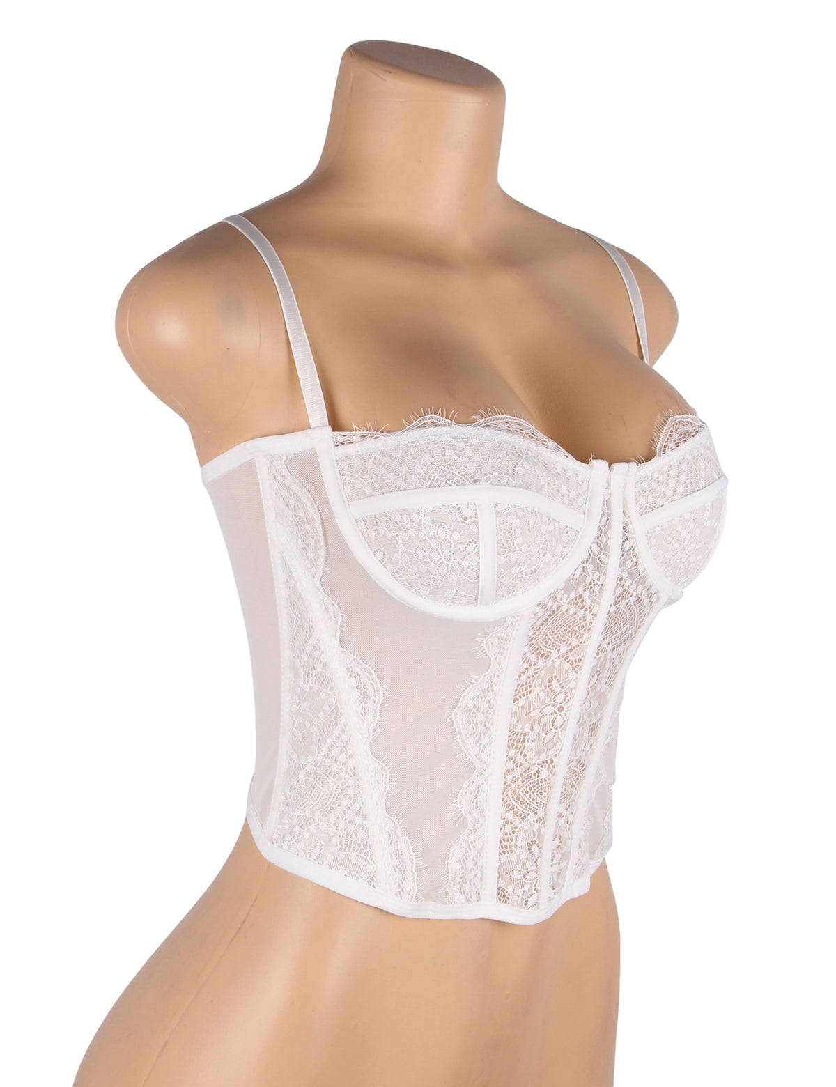 White Sexy Lace Suspender Corset Bra Top