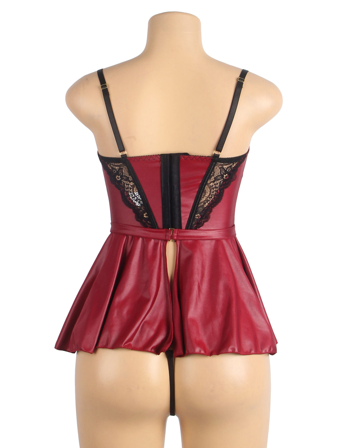 Removable Chains Faux Leather Lace Sexy Lingerie