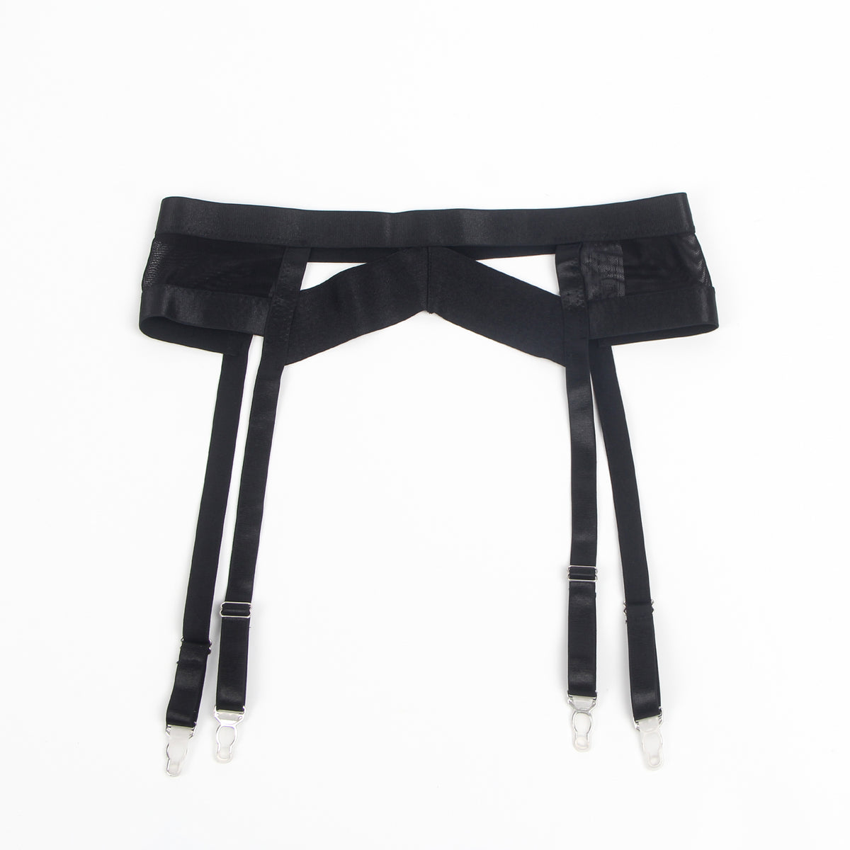 Black Bondage Garter Belt Bra Set