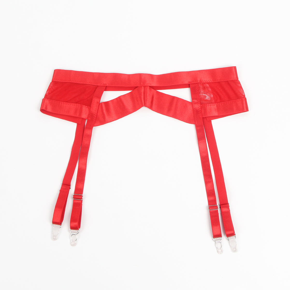 Red Bondage Garter Belt Bra Set