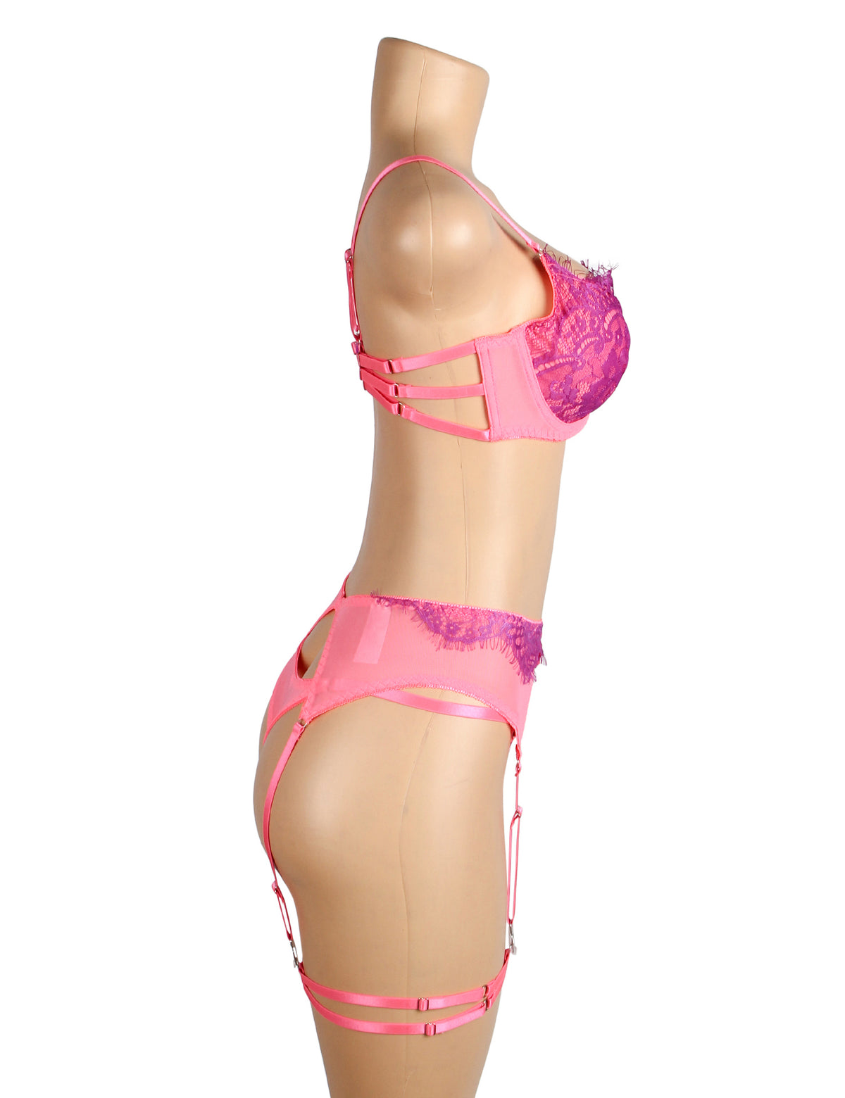 Rose Spliced Eyelash Lace Bra Set