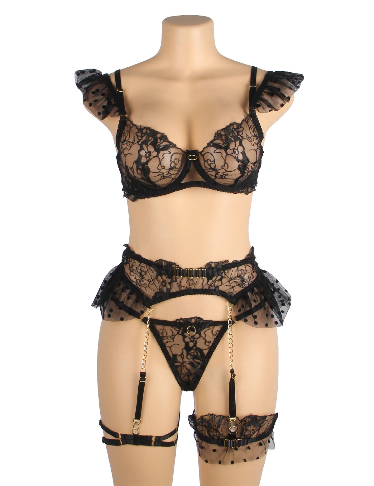 Sexy Lace Garter Bra Panty Set 1A